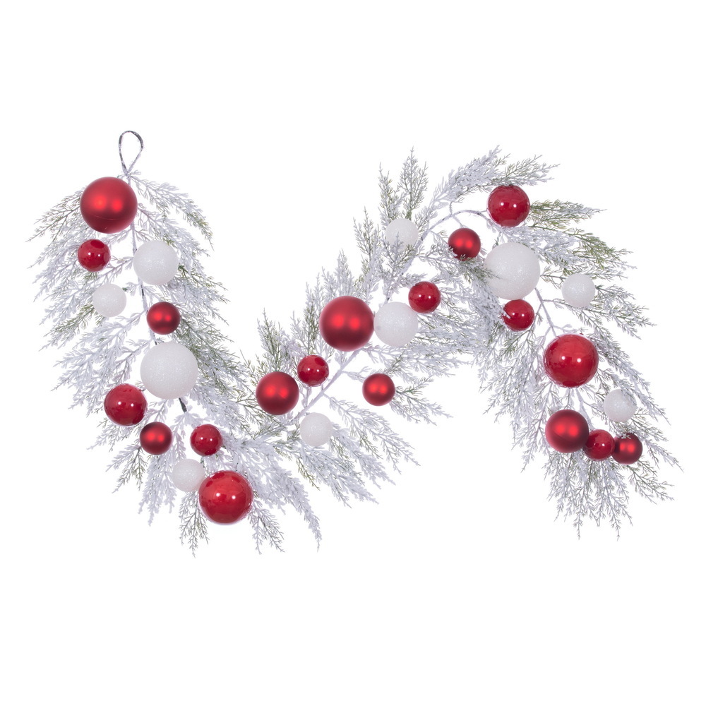 Vickerman 6' Flocked Iced Ball Garland