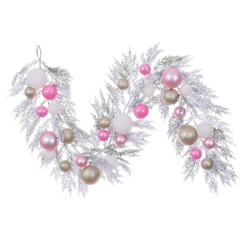 Vickerman 6' Flocked Iced Ball Garland