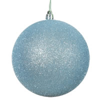 6" Baby Blue Glitter Ball Drilled 4/Bag