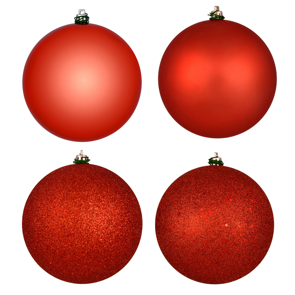 Vickerman 6" 4-Finish Ball Ornament Assorted Set
