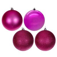 6" Hot Pink 4 Finish Ball Asst 4/Bag
