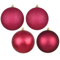 1" Berry Red 4-Finish Orn Asst 2Bx of 18