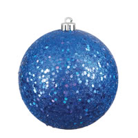 6" Blue Sequin Ball Drilled 4/Bag