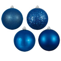 6" Blue 4 Finish Ball Asst Drilled 4/Bag