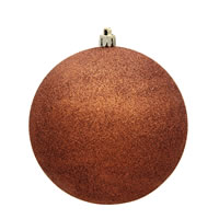 6" Copper Glitter Ball Drilled 4/Bag