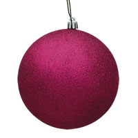 12" Fuchsia Glitter Ball Drilled Cap