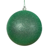 4" Green Glitter Ball Drilled 6/Bag