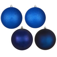 3" Midnt Blue 4 Finish Orn Asst 16/Box