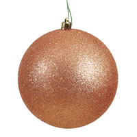 3" Rose Gold Glitter Ball Drilled 12/Bag