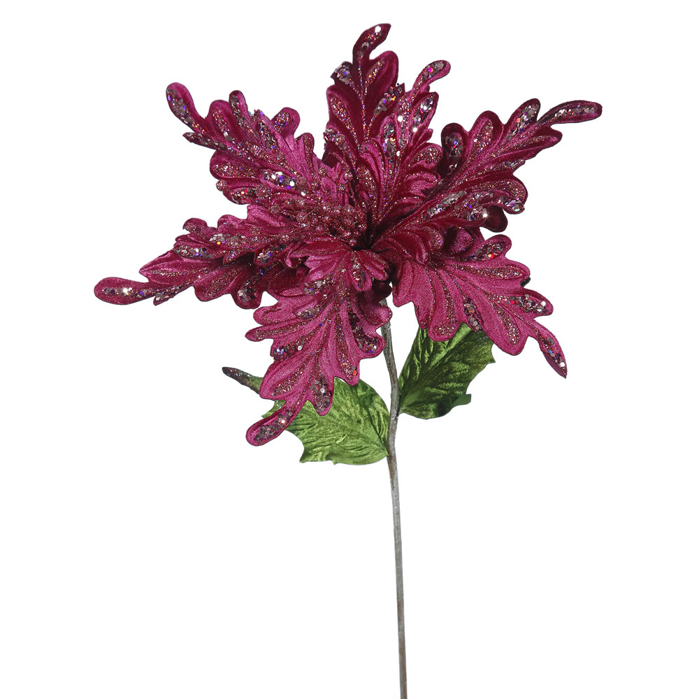 Vickerman 31", 15" Flower Velvet Poinsettia Aritificial Christmas Pick