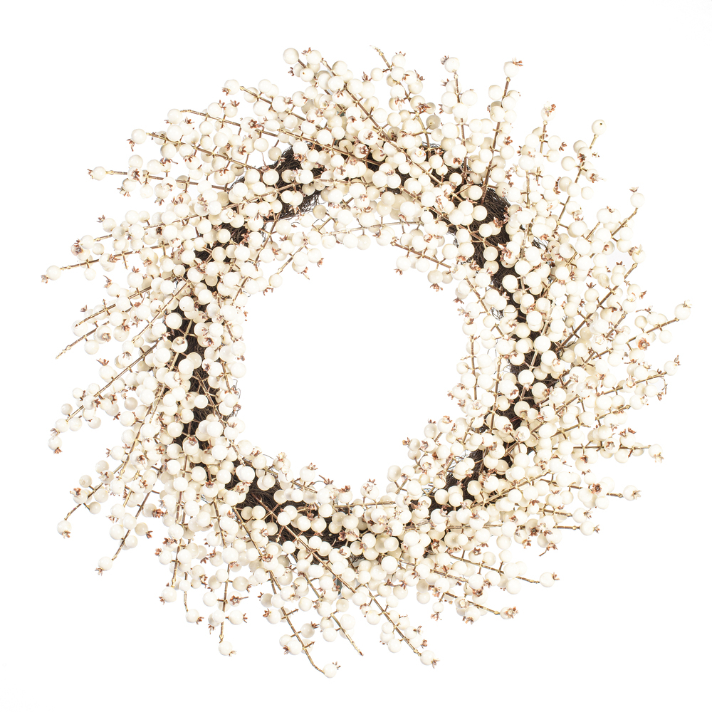 28" White Crab Apple Mixed Berry Wreath