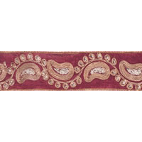 2.5"x5yd Gold Seq Paisley Burgundy
