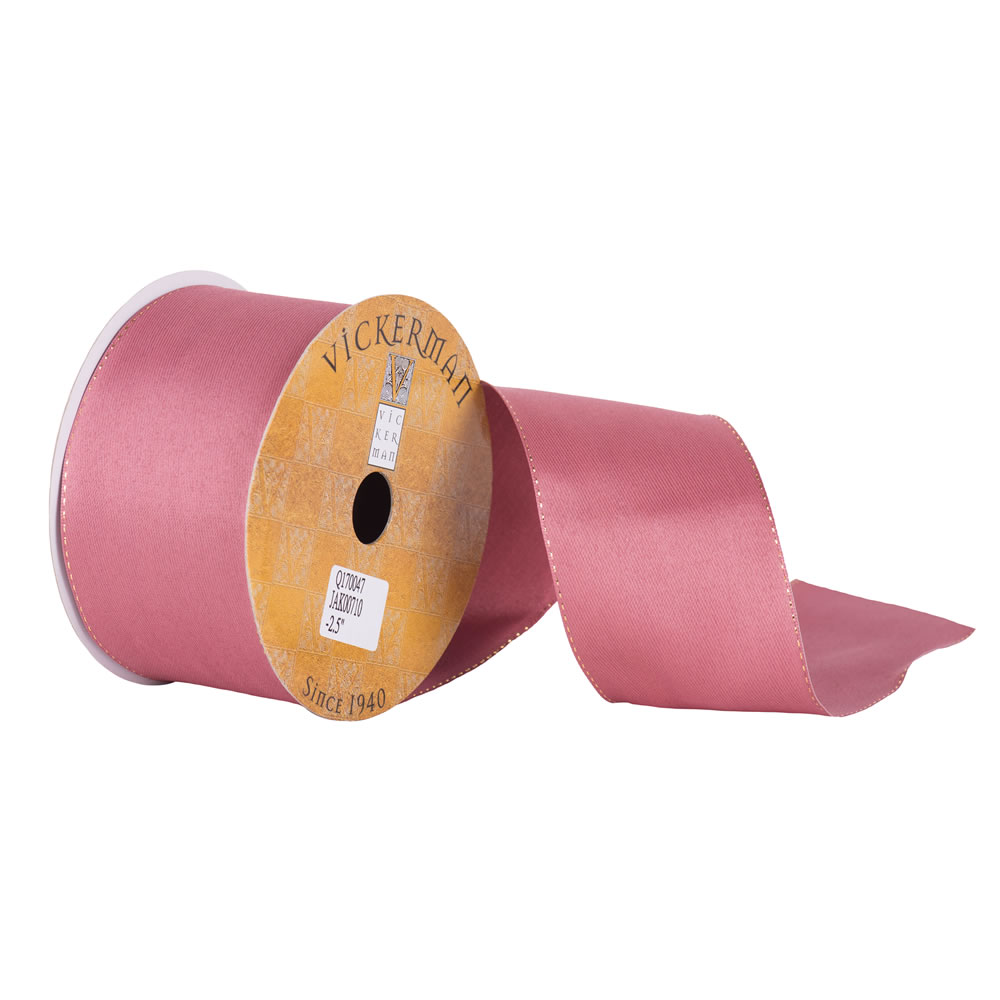 2.5"x10yd Dusty Rose Satin Wired