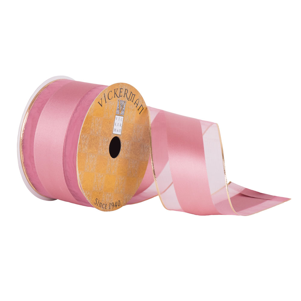2.5"x10yd Dusty Rose Satin Sheer Gold