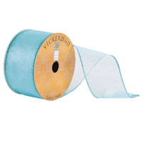2.5"x10yd Aqua Sheer Glitter Wired