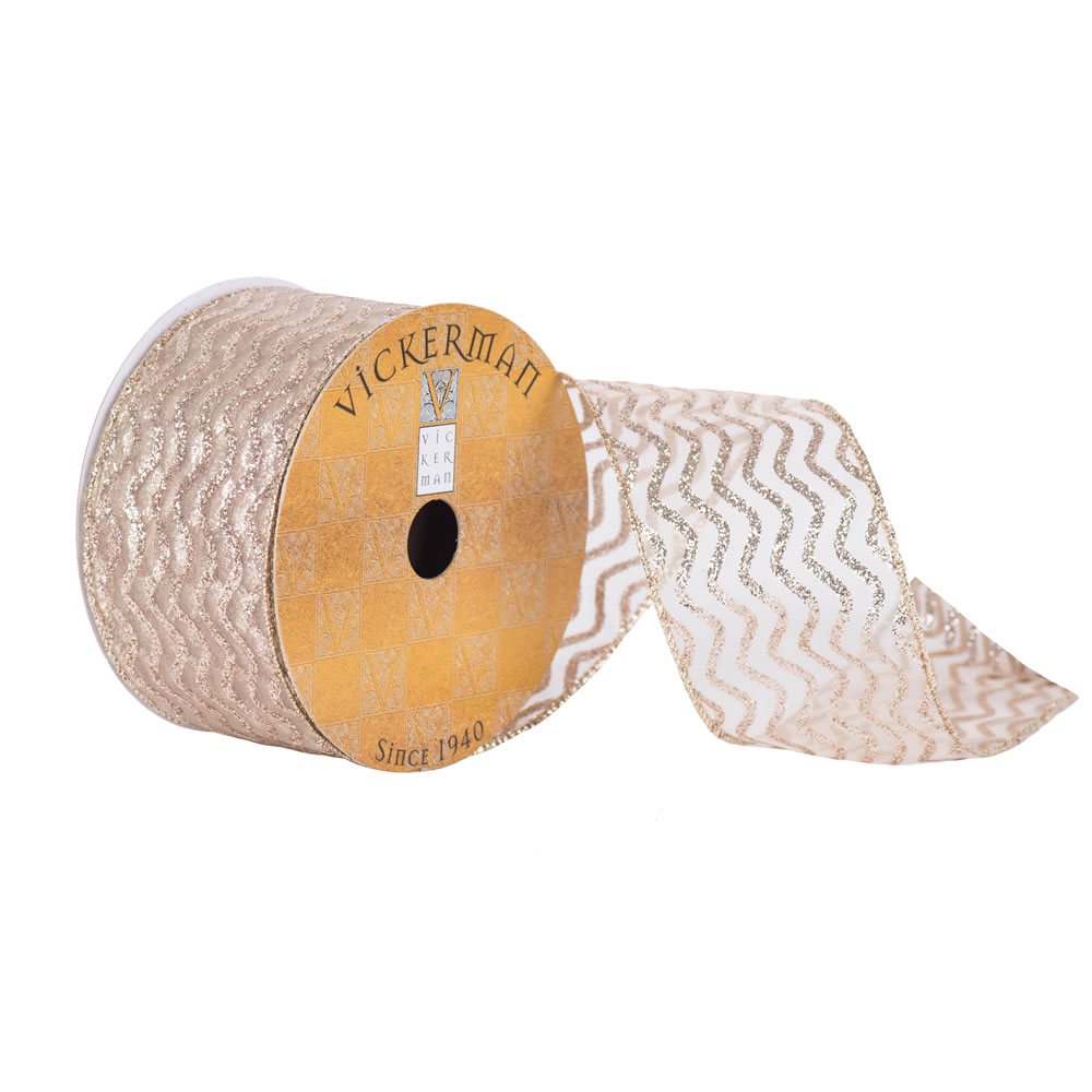 2.5"x10yd Champagne Sheer Chevron