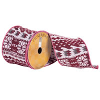 4"x10yd Red White Silver Jacquard