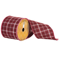 4"x10yd Red White Silver Plaid