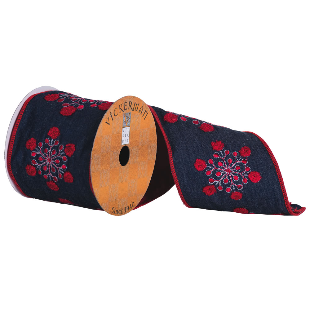 4"x5yd Dk Blue Feather Red Fuzzy Snow