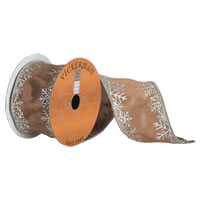 2.5"x5yd Brown Silver Snowflake