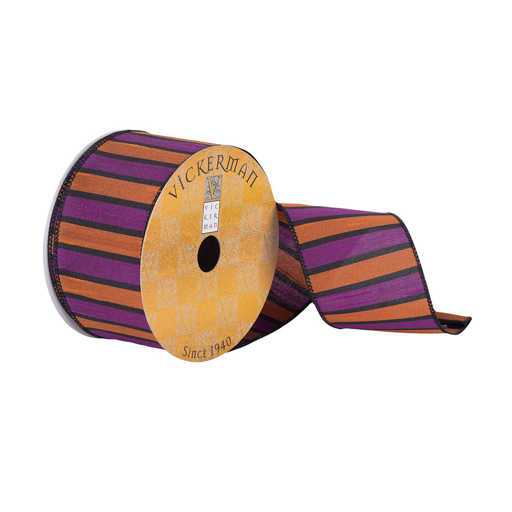 2.5"x10yd Orange/Purple Stripe Ribbon