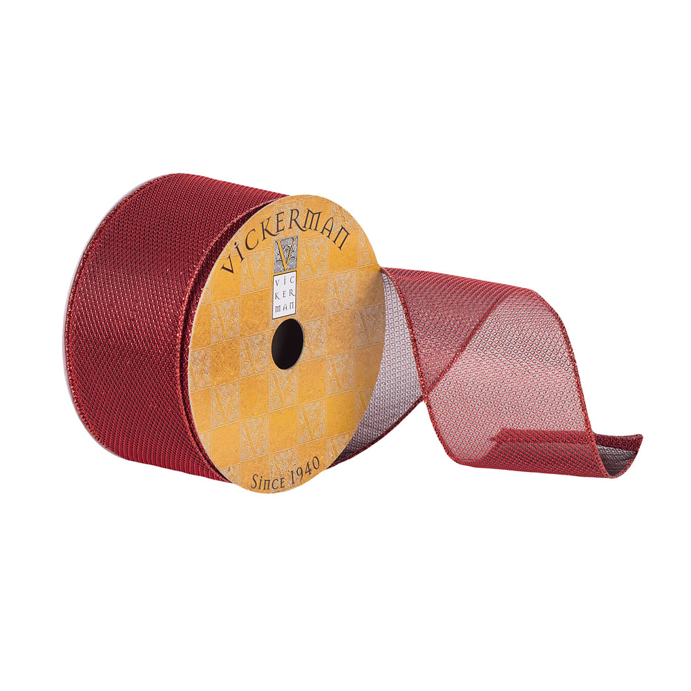 2.5"x10yd Burgundy Mesh Woven Dupion