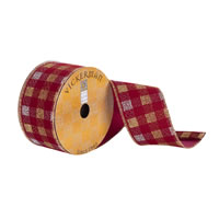 2.5"x10yd Burdundy/Gold/Silver Plaid