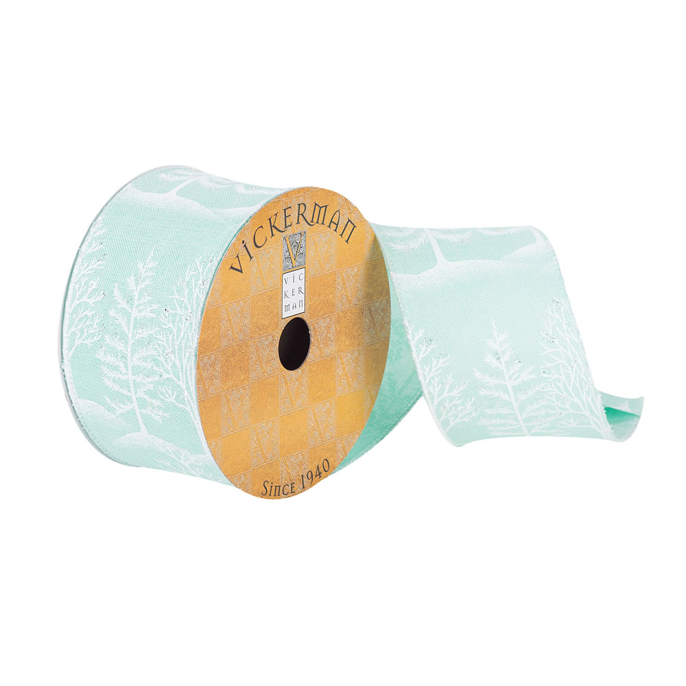 2.5"x10yd Turquoise Dupion White Tree