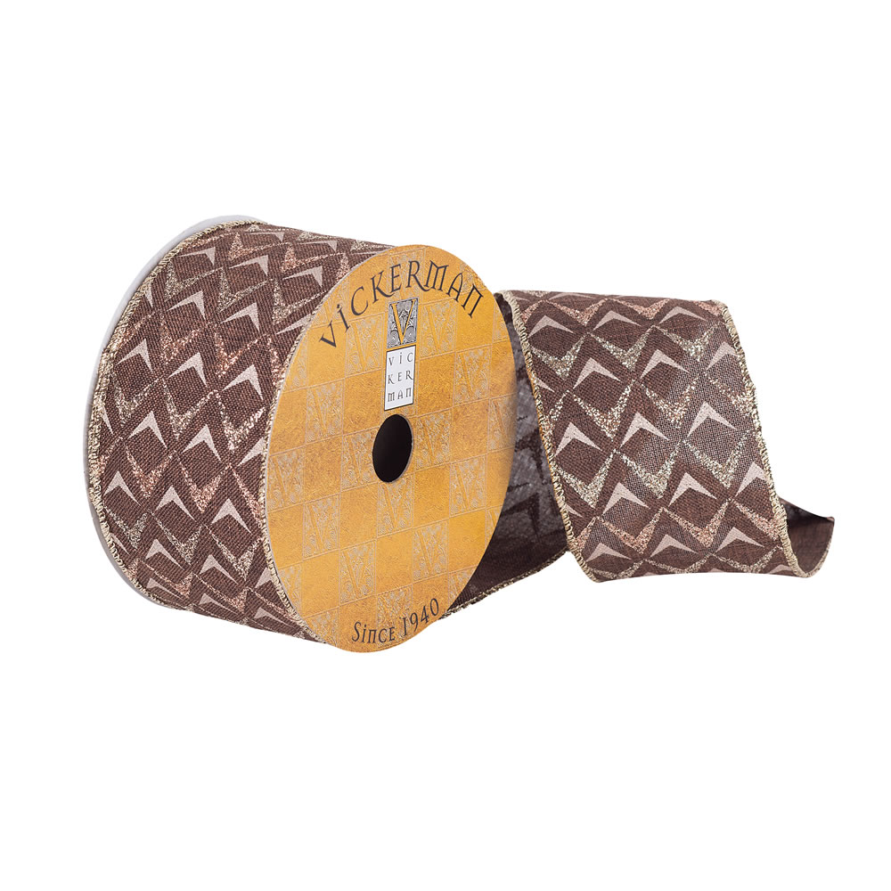 2.5"x10yd Chocolate Dupion Glitter Arrow