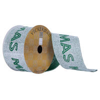 2.5"x10yd Green Merry Christmas
