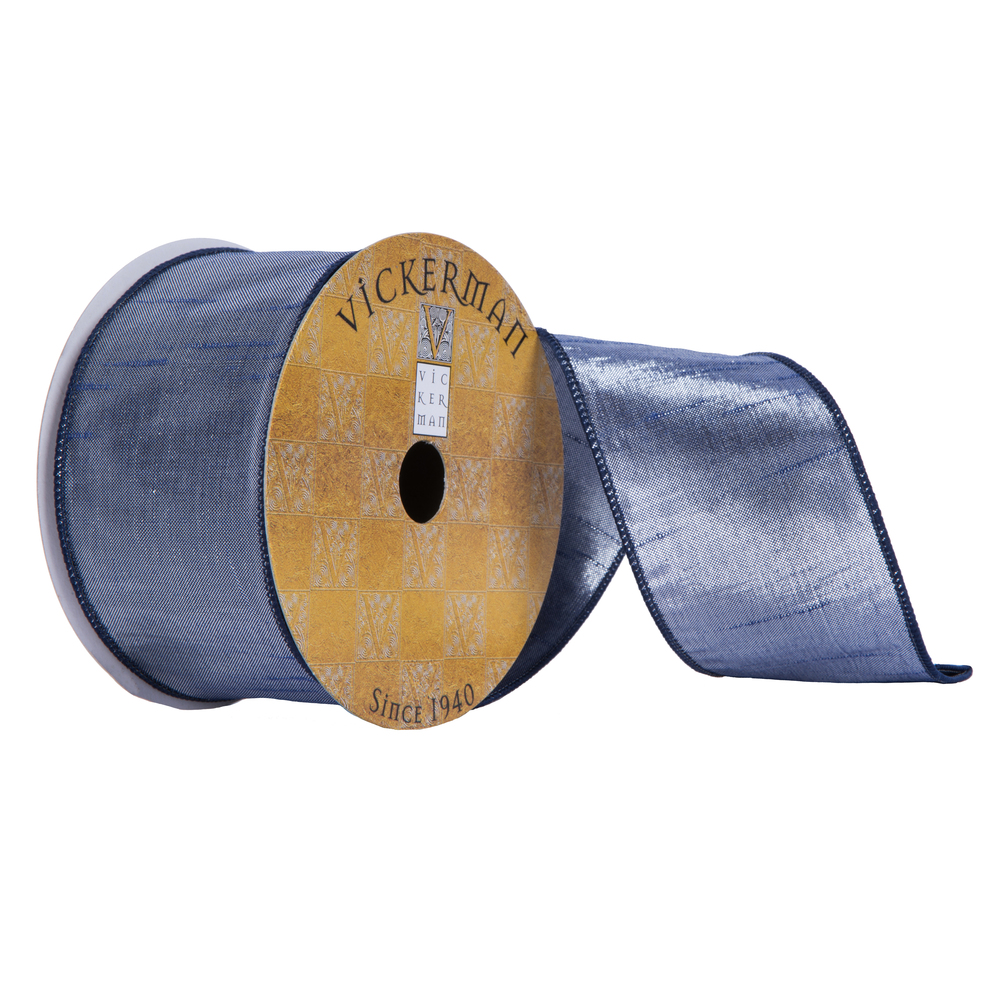 2.5"x10yd Blue/Silver Sheen Ribbon