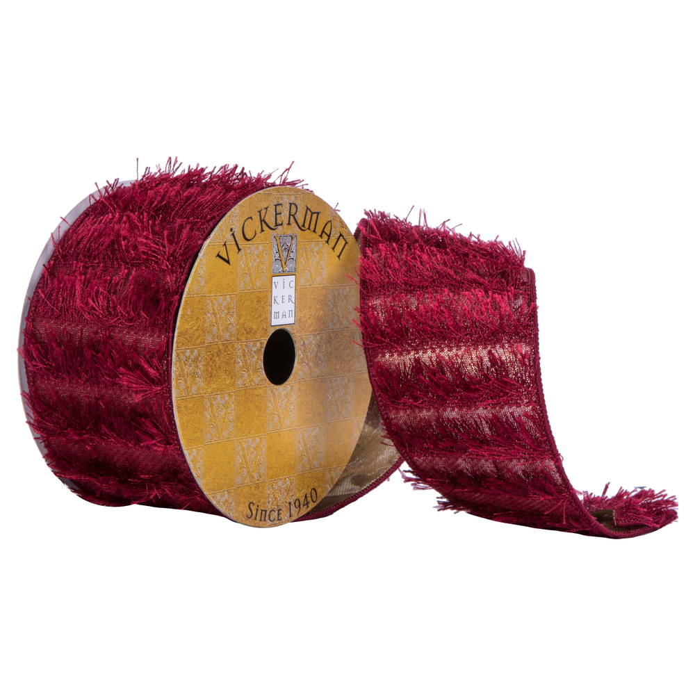 Vickerman Colored Fringe with Backing Christmas Ribbon