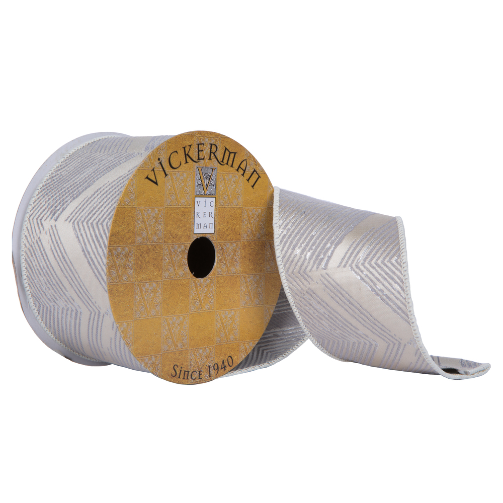 2.5"x10yd Gray/Beige Chevron Sheen
