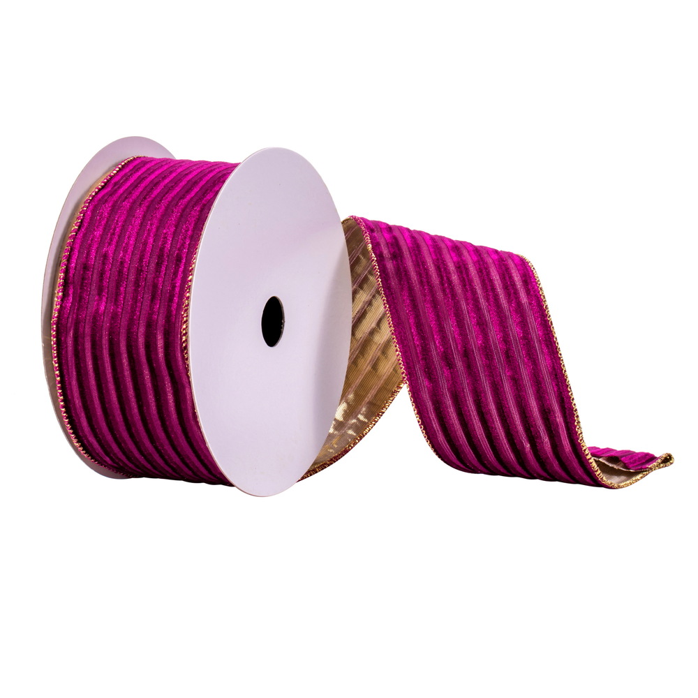 Vickerman 2.5" x 10 yd Stripe Gold Back Ribbon