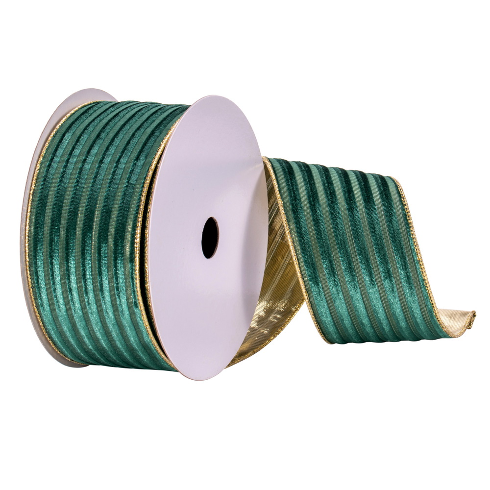 Vickerman 2.5" x 10 yd Stripe Gold Back Ribbon