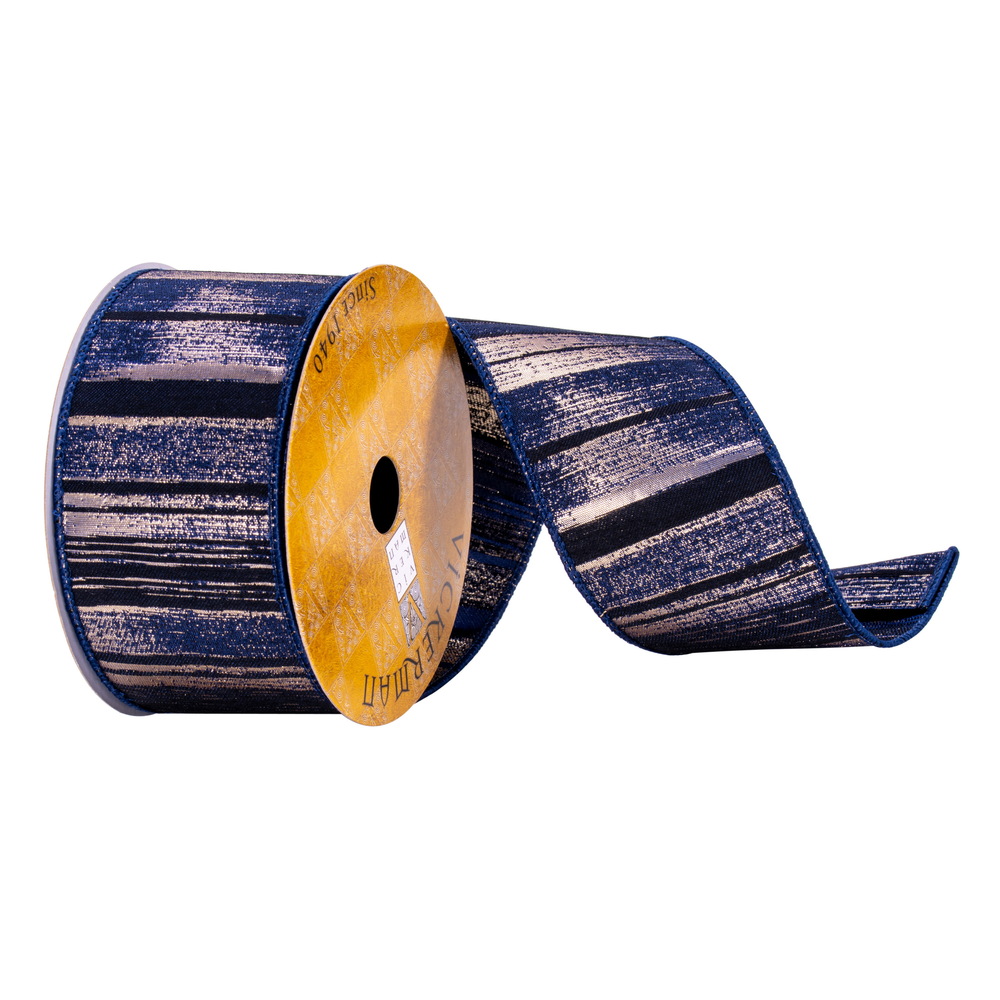 Vickerman 2.5" x 10 Ribbon with Gold Abstract Lines