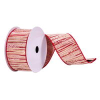 2.5"x10yd Red/Cream/Champagne Ribbon
