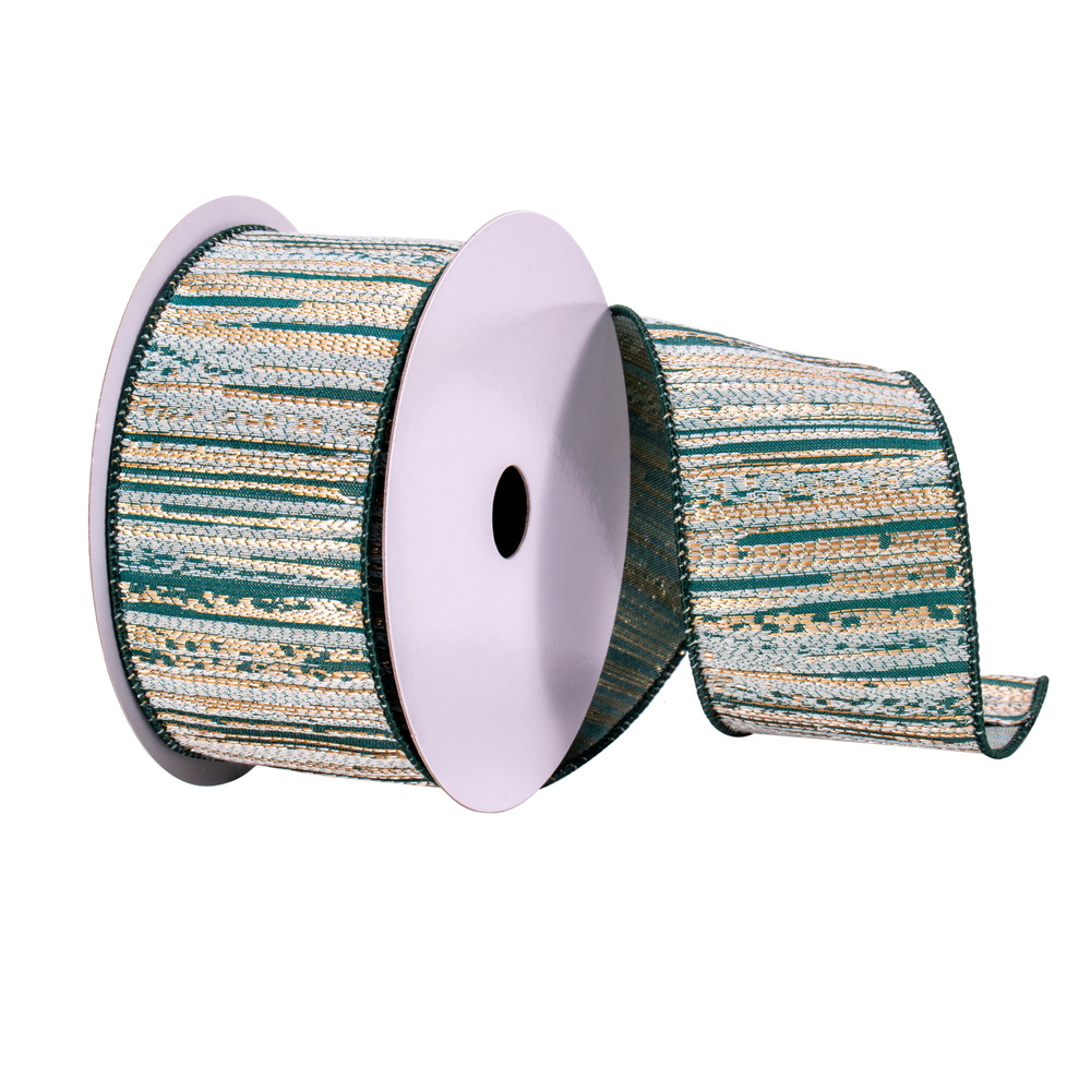 Vickerman 2.5" x 10 Ribbon with Champagne Stripes