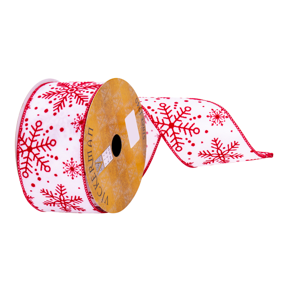 Vickerman 2.5" x 10 Snowflake Ribbon