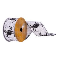 Vickerman 2.5" x 10 yd Glitter Spider Ribbon.