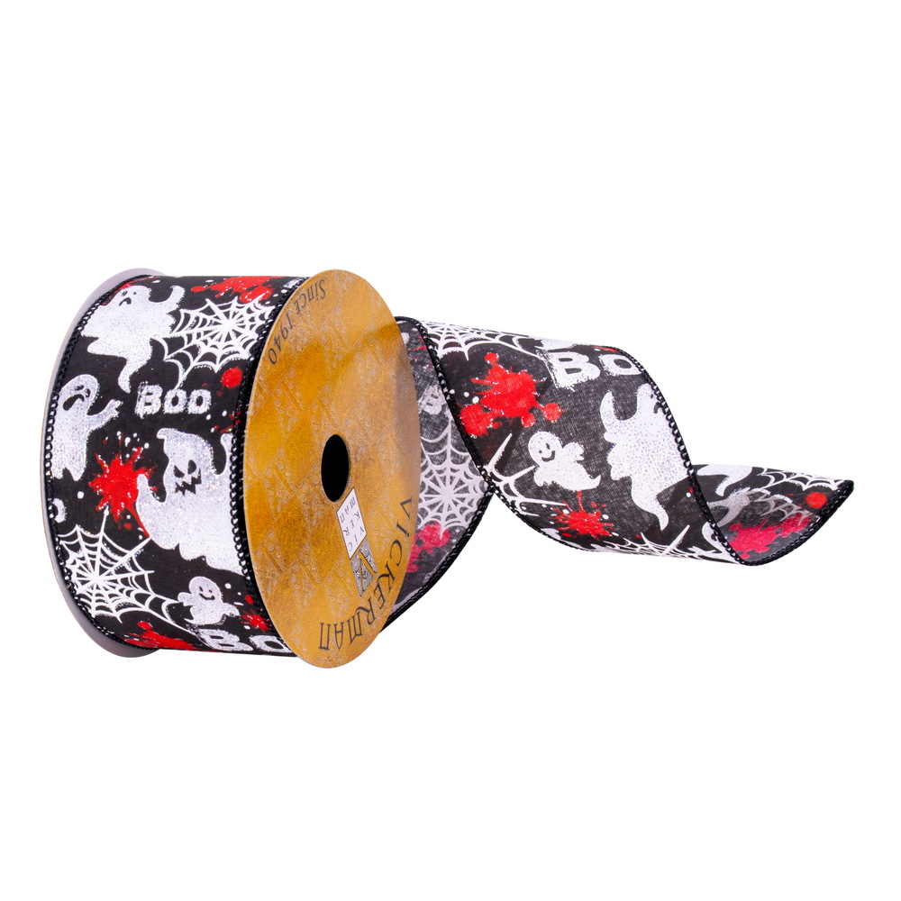 2.5"x10yd Black BOO Ghost Ribbon