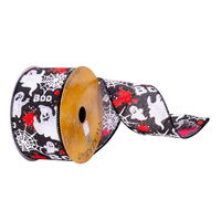 2.5"x10yd Black BOO Ghost Ribbon