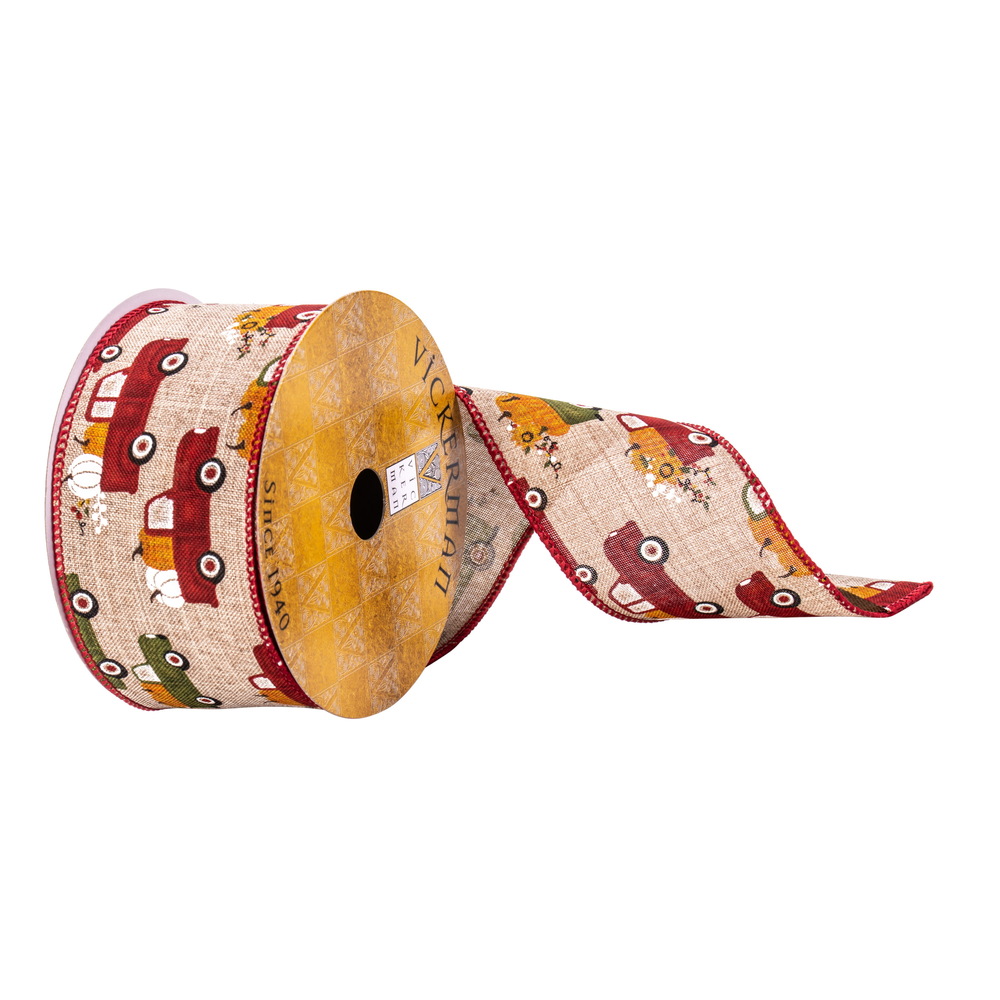 2.5"x10yd Cream Harvest Truck Ribbon