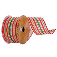 2.5"x10yd Orange Green Stripe Ribbon