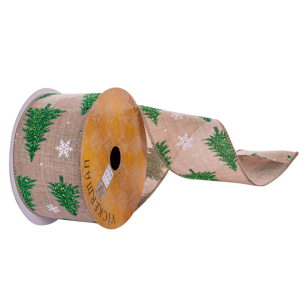 2.5"x10yd Natural Green Tree Ribbon