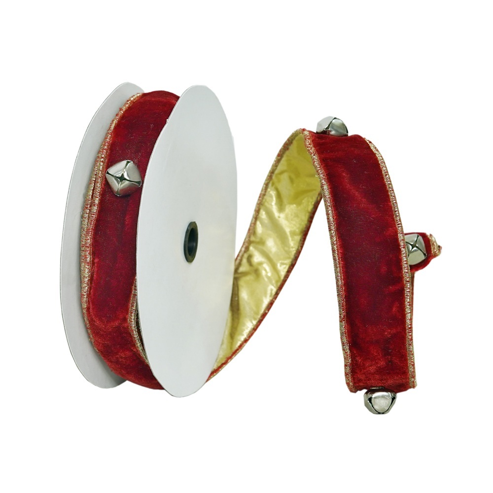 Vickerman 1.5" x 10 yd Jingle Bells Wired Edge Ribbon
