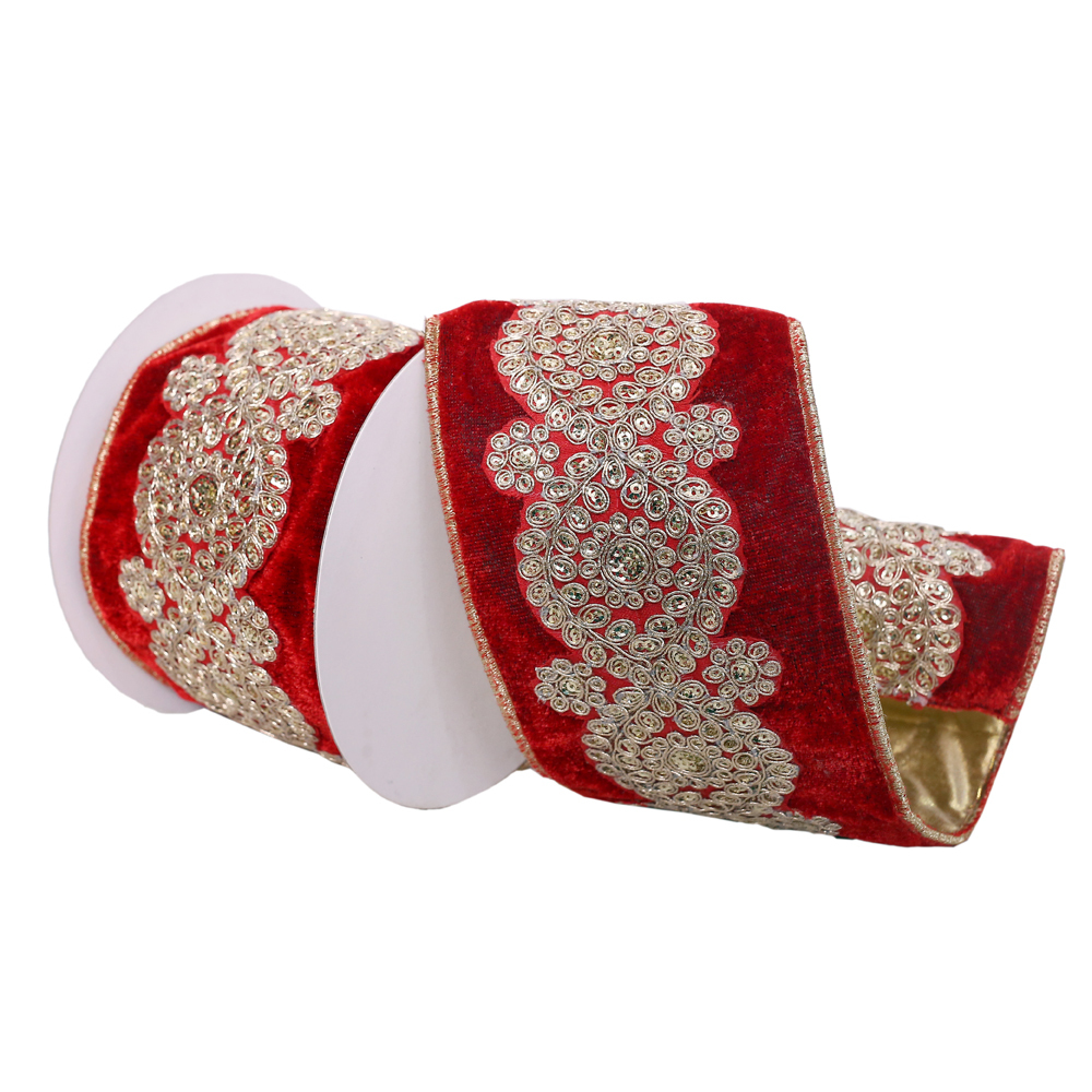 Vickerman 4"x5yd Velvet Wired Edge Christmas Ribbon