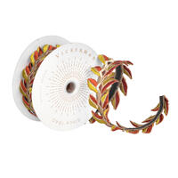 Vickerman 2.5" x 5yd Harvest Leaves Wired Edge Christmas Ribbon