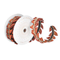 Vickerman 2.5" x 5yd Harvest Leaves Wired Edge Christmas Ribbon