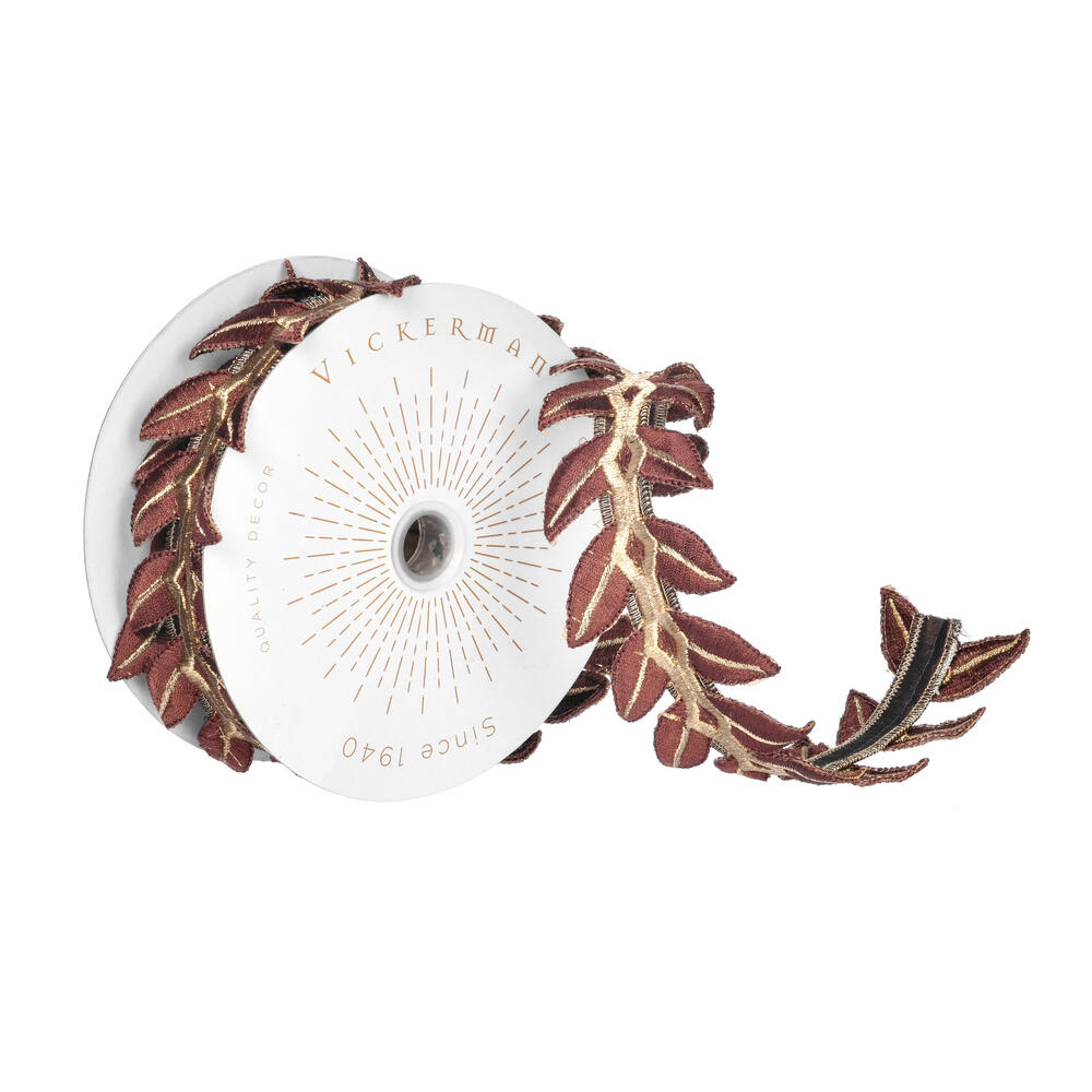 Vickerman 2.5" x 5yd Harvest Leaves Wired Edge Christmas Ribbon